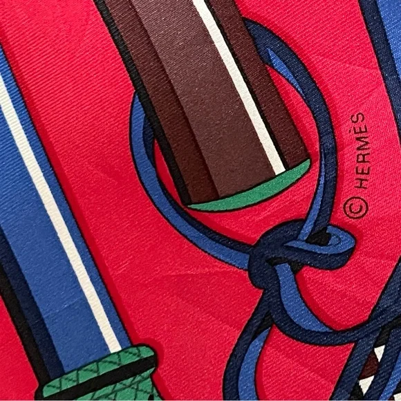 Hermès Fouets Et Badines Silk scarf Foulard. - Picture 14 of 16